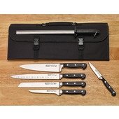 KFP-KITA Winco, Acero 8 Piece Kitchen Knife Set w/ 11 Slot Knife Bag