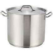 SST-16 Winco, 16 Quart Induction Ready Stainless Steel Stock Pot w/ Cover