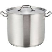 SST-40 Winco, 40 Quart Induction Ready Stainless Steel Stock Pot w/ Cover
