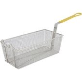 FB-40 Winco, 17" x 8.25" x 6" Rectangular Fry Basket w/ Yellow Plastic Handle