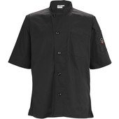 UNF-9KM Winco, Signature Chef Unisex Black Ventilated Chef Shirt, Medium