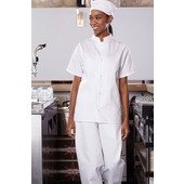 0921-WH Uncommon Threads, Unisex Poplin White Mandarin Collar Chef Shirt