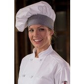 0150-WHS Uncommon Threads, Poly-Cotton Twill Chef Hat, White w/ Houndstooth Headband