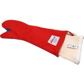 56189 Tucker Safety Products, 18" Poly-Cotton Oven Mitt w/ Removable Liner & VaporGuard®, Red