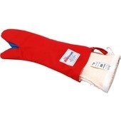 56159 Tucker Safety Products, 15" Poly-Cotton Oven Mitt w/ Removable Liner & VaporGuard®, Red