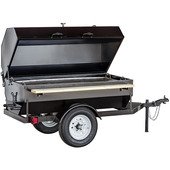 300760CMB Big John, 120" Towable Outdoor Charcoal Grill w/ Cutting Board & 13" Tires, 6SDG