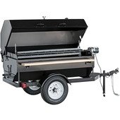 300761CMB Big John, 120" Towable Outdoor Charcoal Rotisserie w/ Cutting Board & 13" Tires, 6SDR Combo