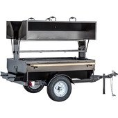300770CMB Big John, 111" Towable Double Door Outdoor Charcoal Grill w/ Wood Cutting Boards & 13" Tires, 6DDG Combo
