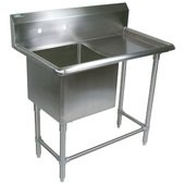 1PB18-1D18R John Boos, 40" One Compartment Sink w/ 1 Drainboard, 12" Deep Bowl, Pro-Bowl Series