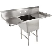 1B18244-2D24-X John Boos, 69" One Compartment Sink w/ 2 Drainboards, 14" Deep Bowl, B Series
