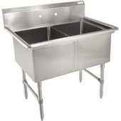 2B184-X John Boos, 41" Two Compartment Sink, No Drainboard, 14" Deep Bowls, B Series
