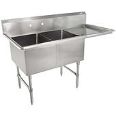 2B18244-1D18R-X John Boos, 58" Two Compartment Sink w/ 1 Drainboard, 14" Deep Bowls, B Series