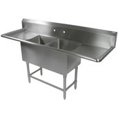 2PB1620-2D18 John Boos, 71" Two Compartment Sink w/ 2 Drainboards, 12" Deep Bowls, Pro-Bowl Series