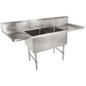 2B184-2D18-X John Boos, 75" Two Compartment Sink w/ 2 Drainboards, 14" Deep Bowls, B Series