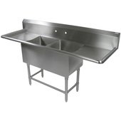 2PB20-2D30 John Boos, 103" Two Compartment Sink w/ 2 Drainboards, 12" Deep Bowls, Pro-Bowl Series