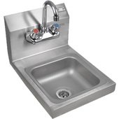 PBHS-W-0909-P-X John Boos, 12" Stainless Steel Hand Sink w/ Back Splash Faucet