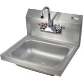 PBHS-W-1410-P-X John Boos, 17" Stainless Steel Hand Sink w/ Back Splash Mount Faucet
