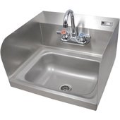 PBHS-W-1410-P-SSLR-X John Boos, 17" Stainless Steel Hand Sink w/ Back Splash Faucet & Side Splash