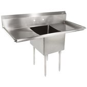 E1S8-18-12T18-X John Boos, 54" One Compartment Sink w/ 2 Drainboards, 12" Deep Bowl, E Series