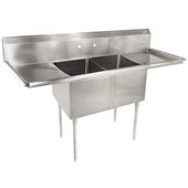 E2S8-1620-12T18-X John Boos, 68" Two Compartment Sink w/ 2 Drainboards, 12" Deep Bowl, E Series