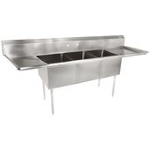 E3S8-1620-14T18-X John Boos, 84" Three Compartment Sink w/ 2 Drainboards, 14" Deep Bowl, E Series