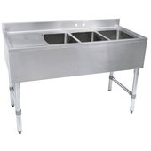 John Boos EUB3S60SL 1LD X 60 Three Compartment Underbar Sink W Left