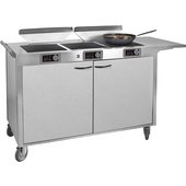 ICS234-26 Spring USA, 34" Mobile Cooking Station, 2 Max Induction Ranges, 5,550 Watt