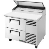 TPP-AT-44D-2-HC True, 45" 2 Drawer Pizza Prep Table, (6) 1/3 Size Pans