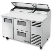TPP-AT-60D-2-HC True, 60" 1 Door 2 Drawer Pizza Prep Table, (8) 1/3 Size Pans