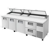 TPP-AT-119D-2-HC True, 119" 3 Door, 2 Drawer Pizza Prep Table, (15) 1/3 Size Pans