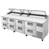 TPP-AT-119D-8-HC True, 119" 8 Drawer Pizza Prep Table, (15) 1/3 Size Pans