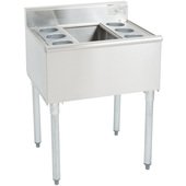 B2CT-18-7-X Eagle Group, 24" x 20" Stainless Steel Underbar Ice Bin w/ 7 Circuit Cold Plate & Bottle Storage, 63 Lb, 1800 Series