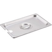 SPCQ Winco, 1/4 Size Stainless Steel Steam Table Food Pan Slotted Lid w/ Handle