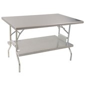 T2460F-US Eagle Group, 60" x 24" Stainless Steel Folding Work Table w/ Galvanized Steel Undershelf