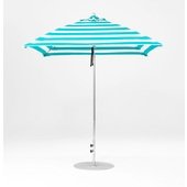 454FM-SR-TQSA Frankford Umbrellas, 6 1/2' Monterey Square Pulley Lift Umbrella w/ 1 1/2" Aluminum Pole, Turquoise Stripe