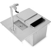 PB-DIIBWS2118-P-X John Boos, 21" x 18" Stainless Steel Drop-In Ice Bin w/ Water Station & Faucet