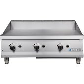 G36T Eurodib, 90,000 Btu Countertop Gas Griddle, Thermostatic Controls, 36"