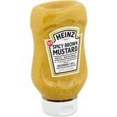 10013000640487 Heinz, 14 oz. Top Down Spicy Brown Mustard Squeeze Bottle (6/Case)