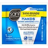 D33333 Sani Professional, Sani-Hands Instant Hand Sanitizing Wipe Packet (3000/Case)