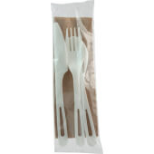 AS-PS-TN World Centric, Individually Wrapped Compostable PLA Flatware Set w/ Napkin (250/Case)
