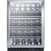 SCR610BLCHCSS Summit Appliance, 1 Swing Glass Door Undercounter Wine Cellar Cabinet, Single Temperature, 3 Shelves