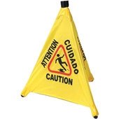 CSF-4 Winco, Yellow Pop-up Cone Wet Floor Sign, English/Spanish