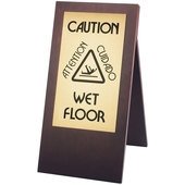 852-52 Cal-Mil, 22" Gold Double Sided Mahogany Wet Floor Sign, English/Spanish