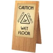 852-60 Cal-Mil, 22" Gold Double Sided Mahogany Wet Floor Sign, English/Spanish