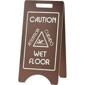 3506 Cal-Mil, 23" Brown Double Sided Outdoor Wet Floor Sign, English/Spanish