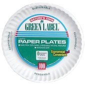 PP9GRAWH AJM, 9" White Compostable Paper Plates (1,200/Case)