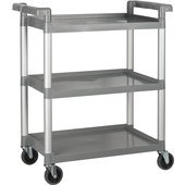 UC-2415G Winco, 32" x 16" Gray Polypropylene Utility / Bussing Cart w/ 3 Shelves