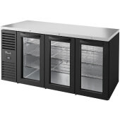 TBR72-RISZ1-L-B-GGG-1 True, 72" 3 Swing Glass Door Back Bar Cooler