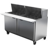 SPE60HC-24M Beverage-Air, 60" 2 Door Mega Top Sandwich / Salad Prep Table, (24) 1/6 Size Pans