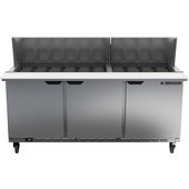 SPE72HC-30M Beverage-Air, 72" 3 Door Mega Top Sandwich / Salad Prep Table, (30) 1/6 Size Pans